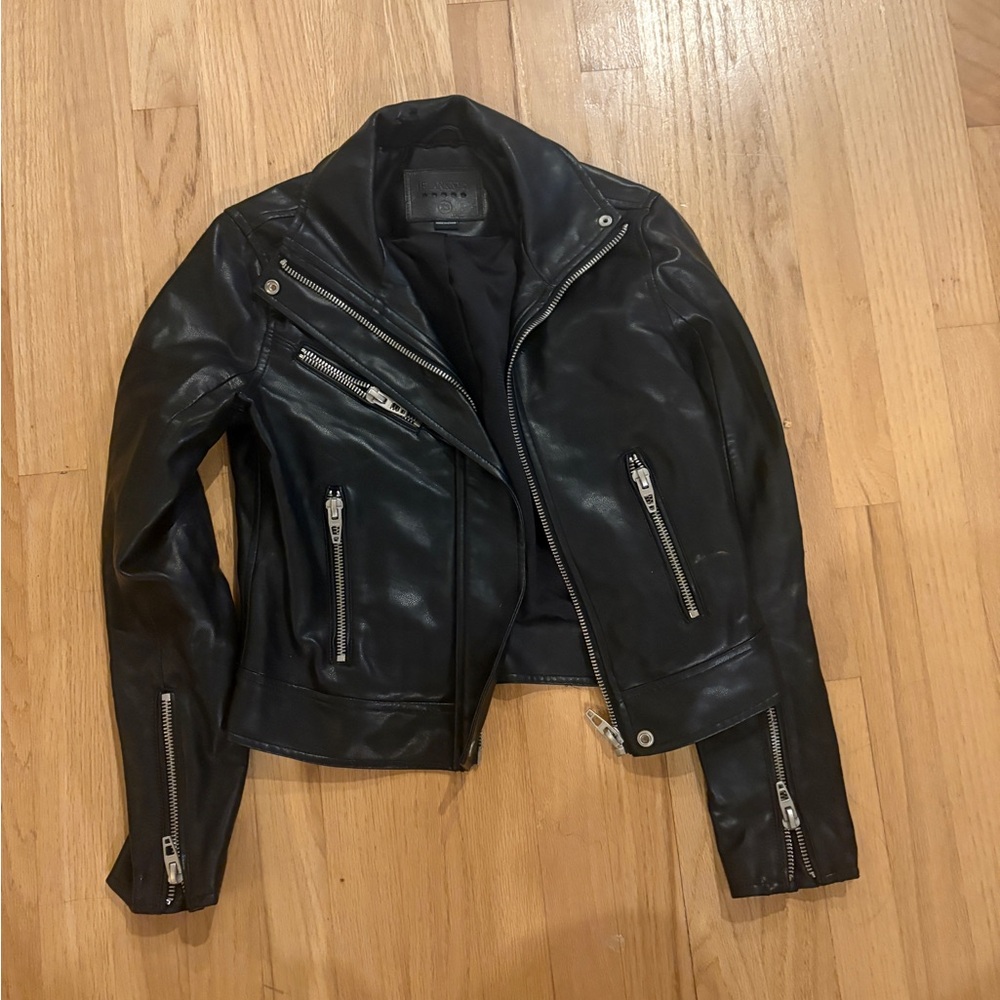 Blank NYC Black Leather Jacket with Silver Zippers